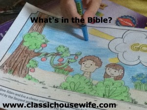 Coloring a What's in the Bible Page