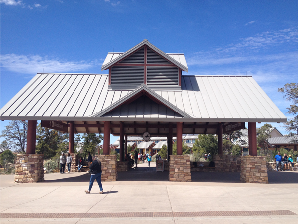 This is the main "hub" of the Visitor's Center area. On the other side of this pavilion is the Visitor's Center, to the left is the Bookstore, and where I'm standing is the shuttle stop where buses take you to and from the various parking areas and viewpoints. 