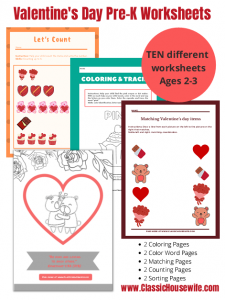 Valentine's Day Preschool Worksheet Set
